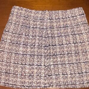 Francesca's Collections Textured Tweed Skirt in Black and Tan